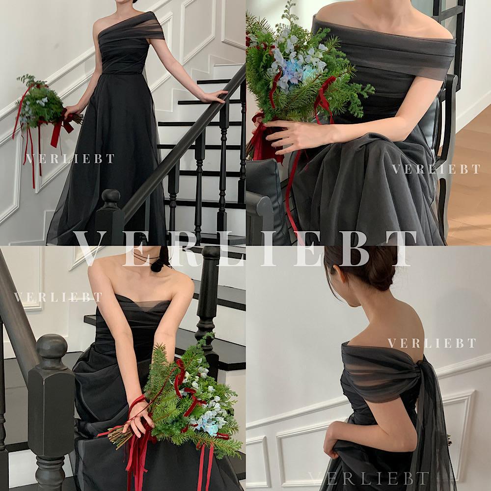 (대여) 벨로 블랙 투톤 오프숄더 튤 A라인 웨딩 드레스 피로연 2부 연주회