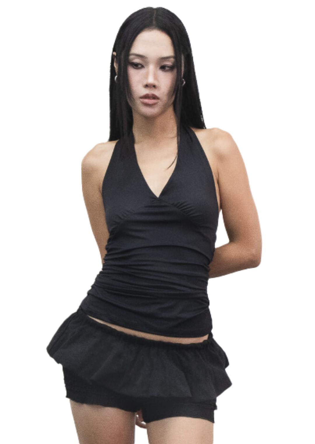 shirring halter neck