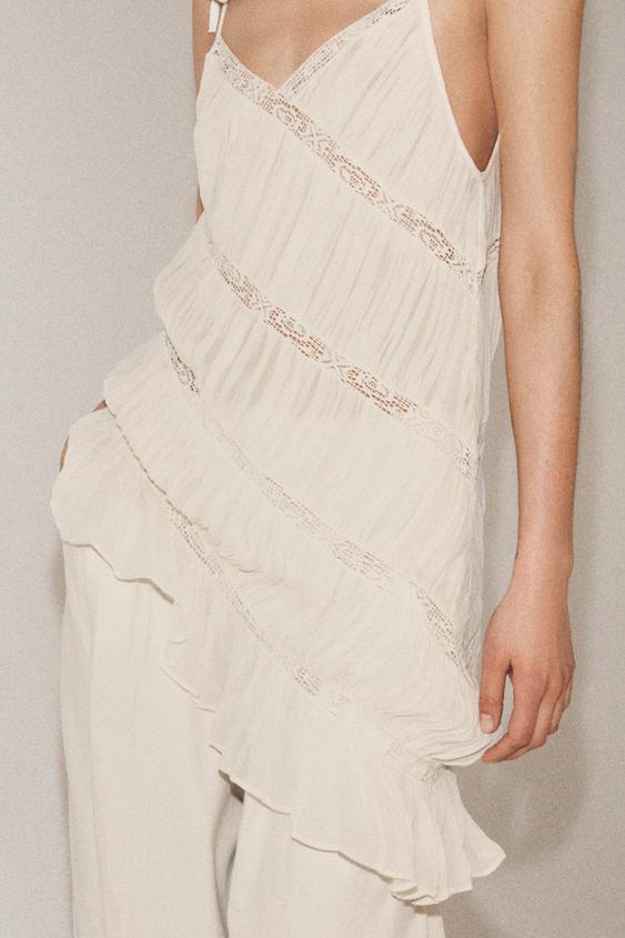 ZW 컬렉션 주름 언밸런스 탑