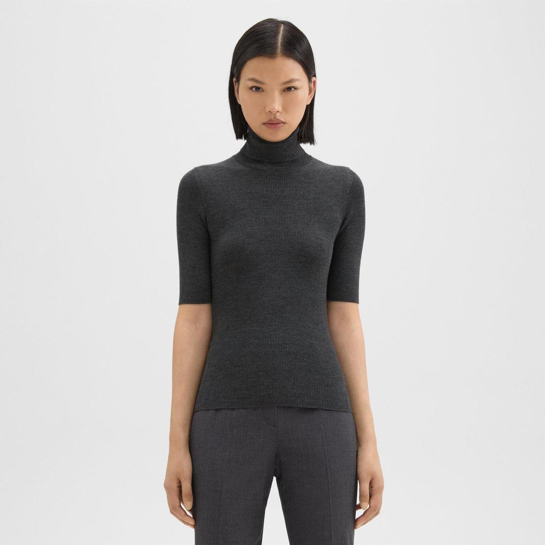 Regal Wool Leenda Short-Sleeve Turtleneck | Theory