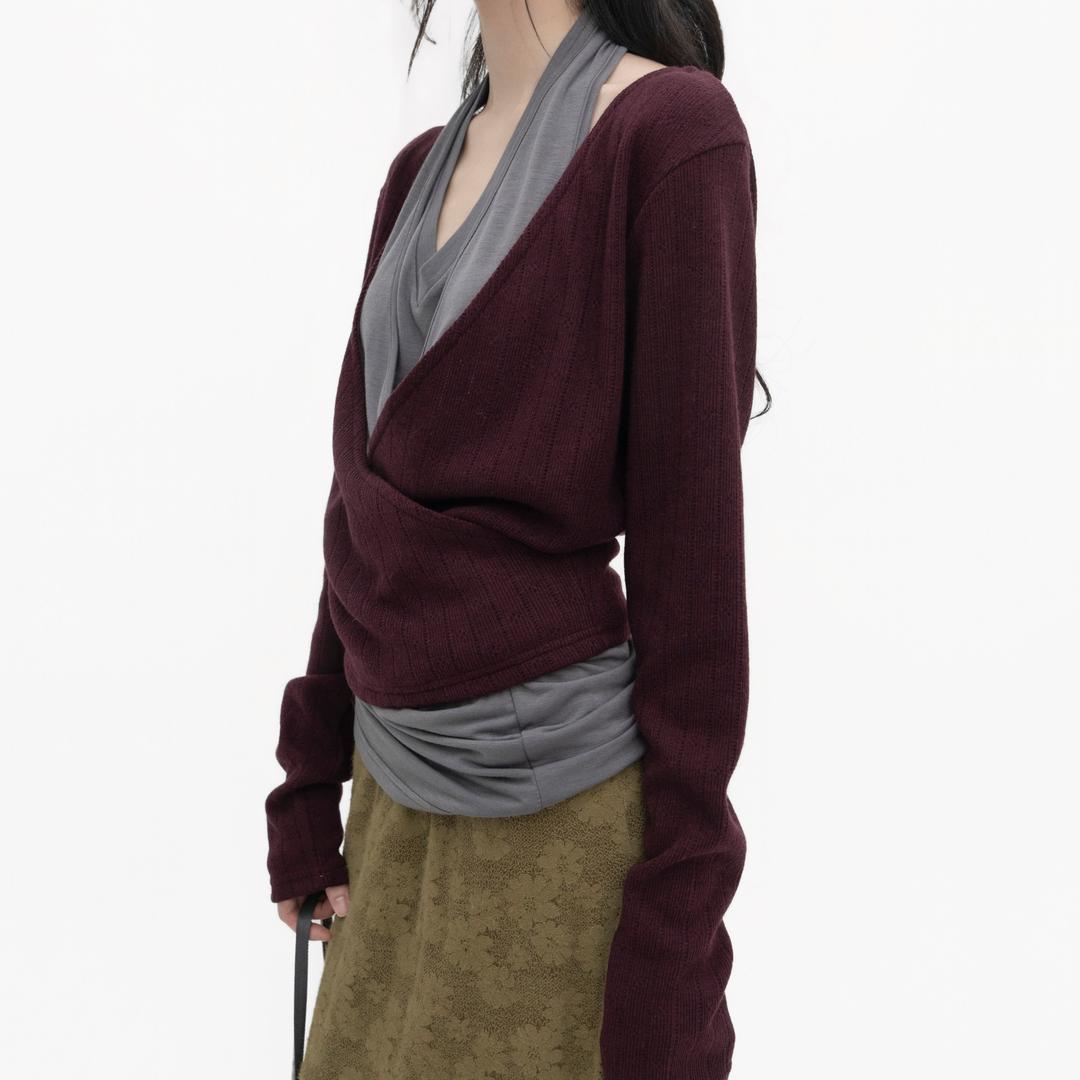 틸데서울 (핏,퀄리티🩶) 해브 랩 레이어드 니트 탑 3color