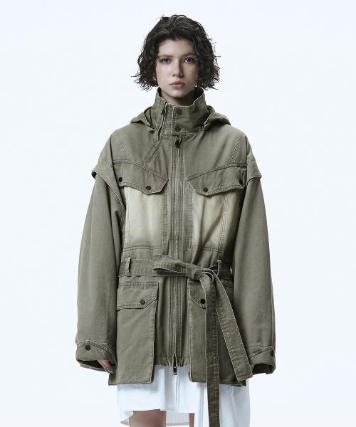Belted Utility Field Jacket [ Dark Khaki ]