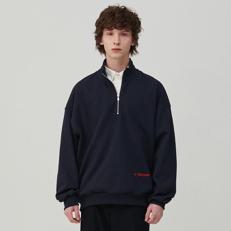 [COLLECTION LINE] 프리미엄 유니폼 하프 집 티셔츠 네이비