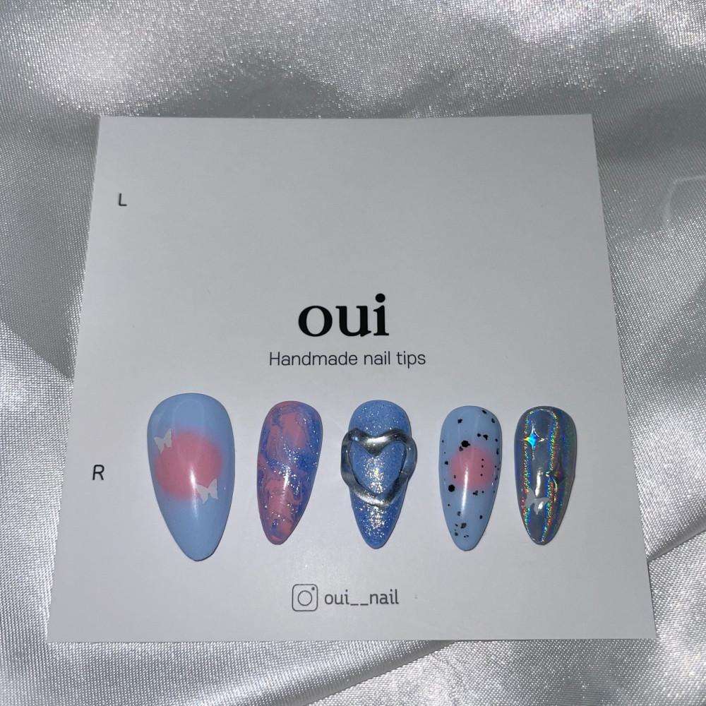 수제 네일팁 핑크 써클 치크 키치 봄 네일