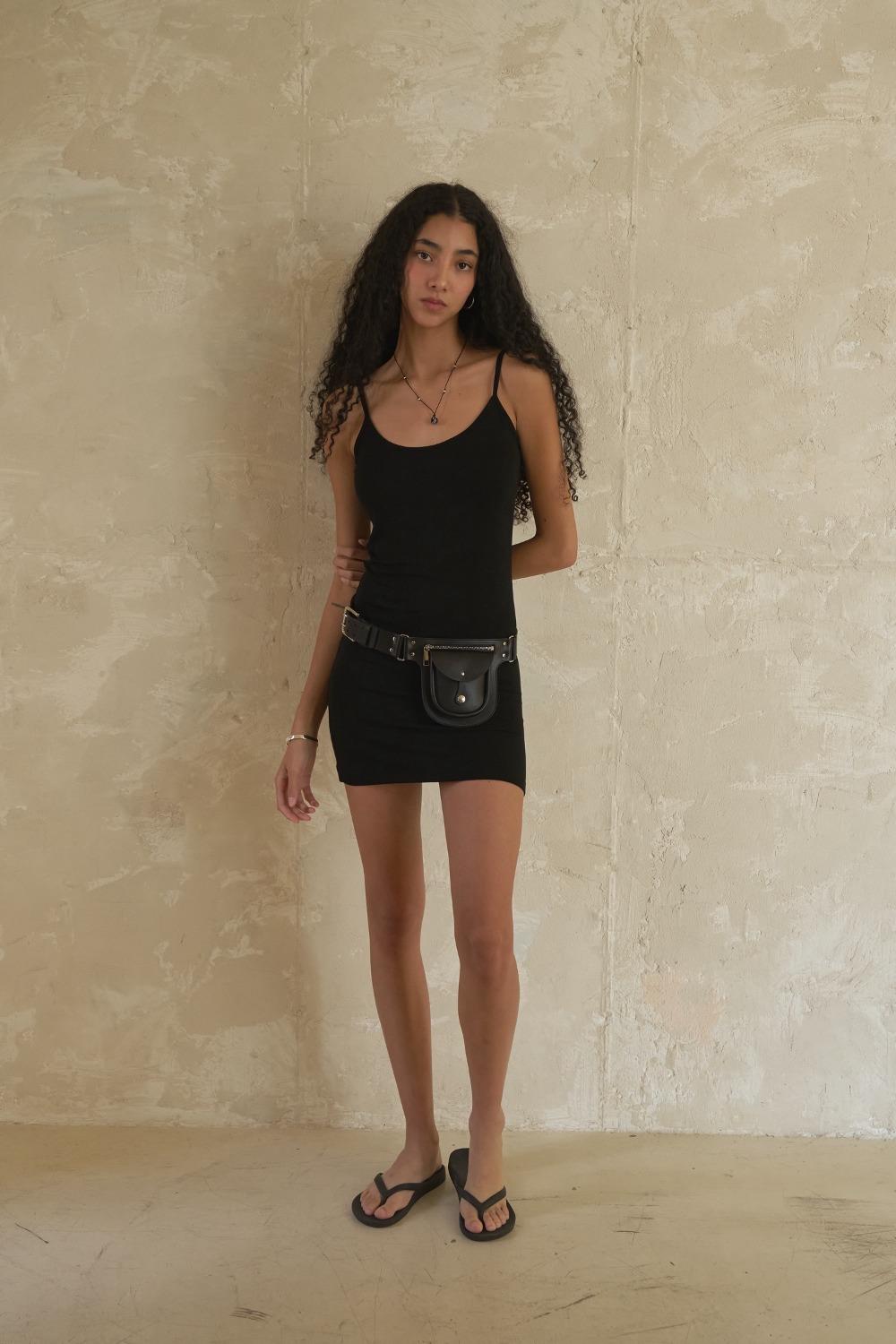 Cool Touch Slip Mini Dress / Black