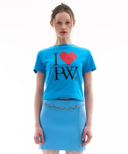 아이러브 PW 숏 슬리브 티_블루