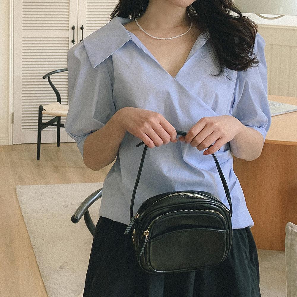 아부스 빅사이즈 셔링 블라우스