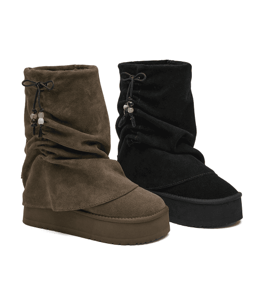 GATHERED MAXI FOLDED BOOTS MIDDLE - 2 colors