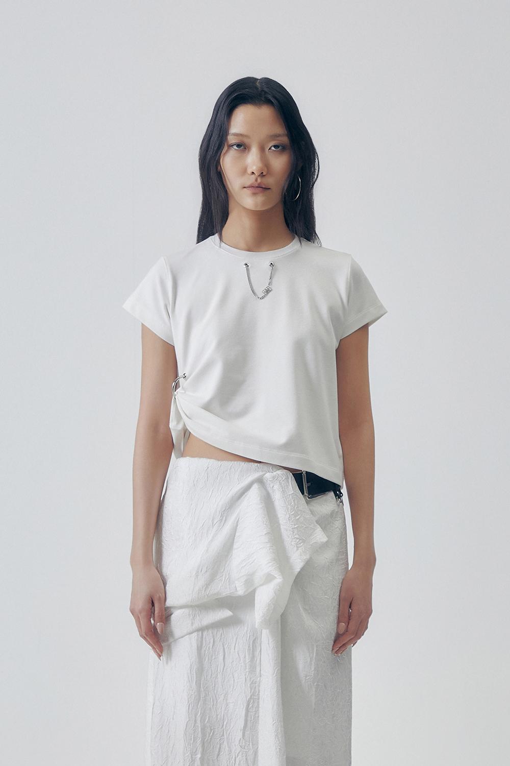 Dubre Chain Crop T-Shirts [ White ]