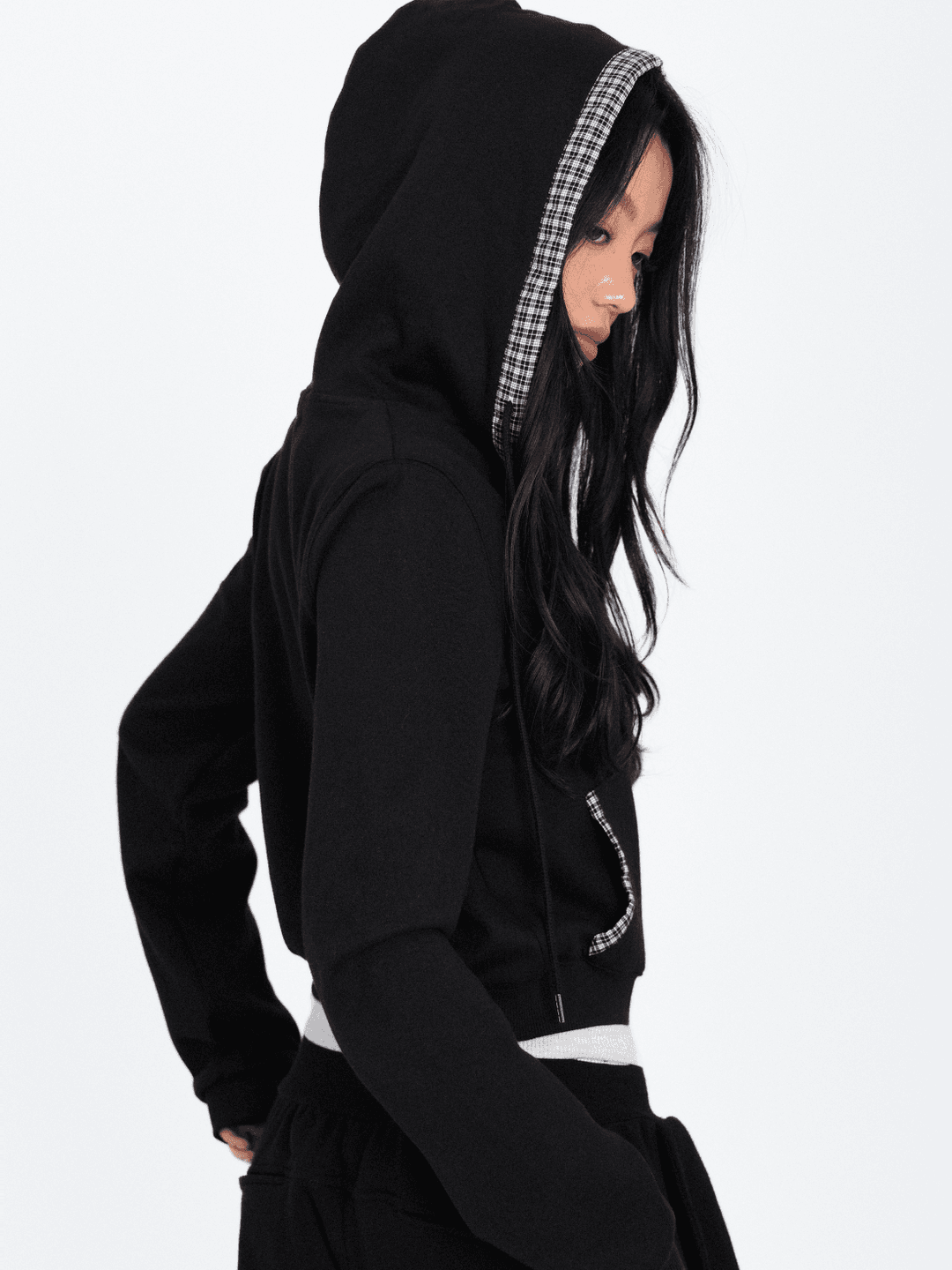 (최저가)(6차)Check Opening Daily Hooded Zip-Up _Black
