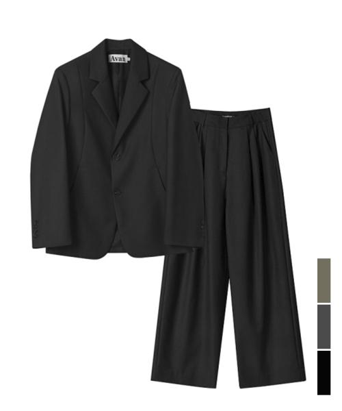[SET] 커브드 투버튼 블레이저 & Two-Tuck Slacks 101 - 3COL