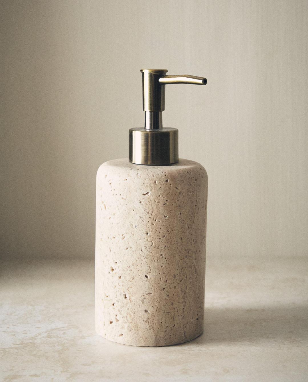 베이지 대리석 비누 디스펜서