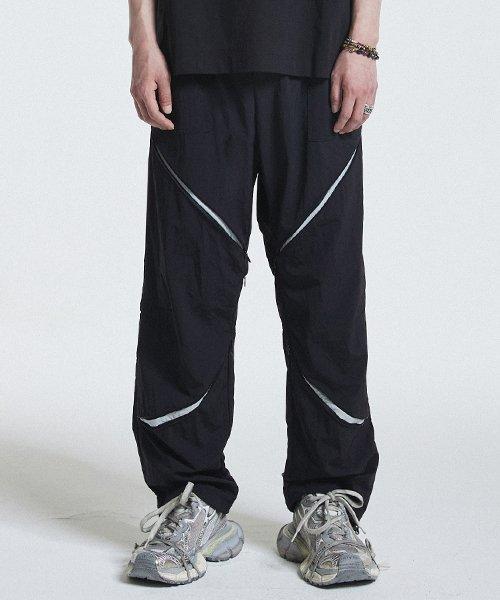 nylon zip slide pants [black]