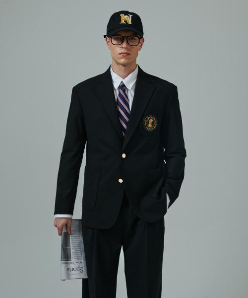 [COLLECTION LINE] Fxxk IVY 핸드메이드 로고 프레피 울 자켓 블랙