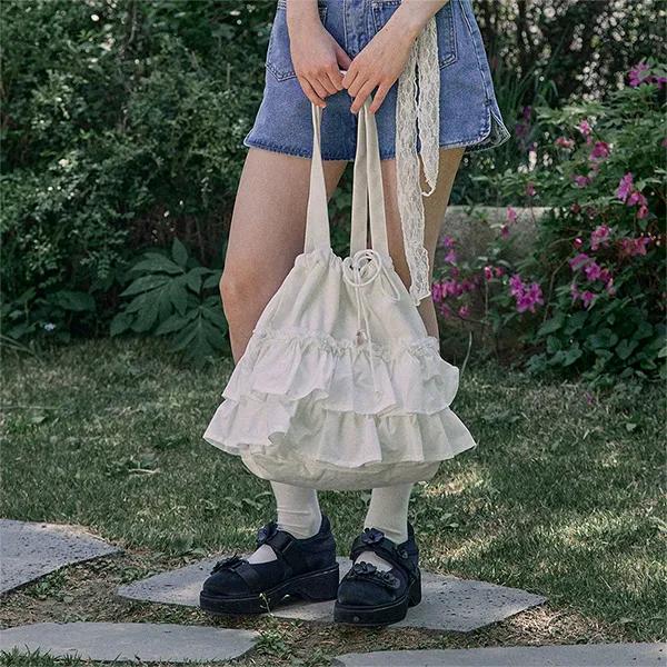 TIERED FRILL BAG IVORY