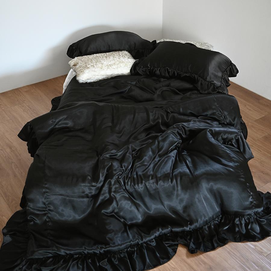Black 새틴 프릴 차렵이불