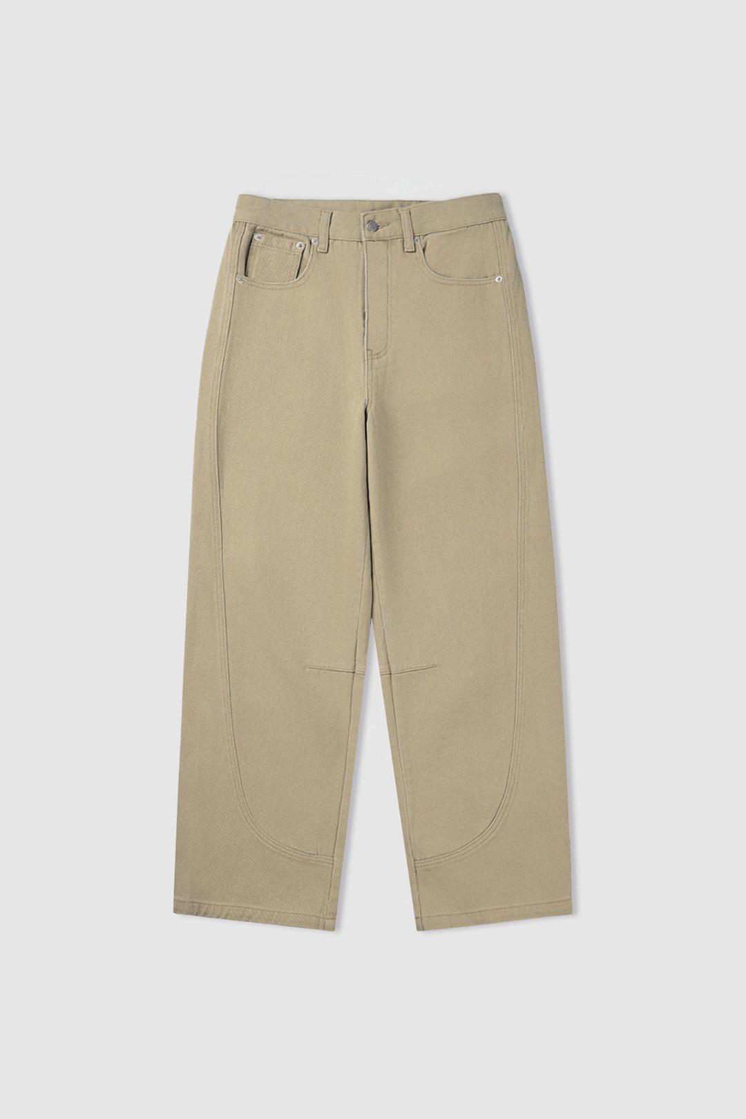 (W) Low Curved Wide Pants (Beige)