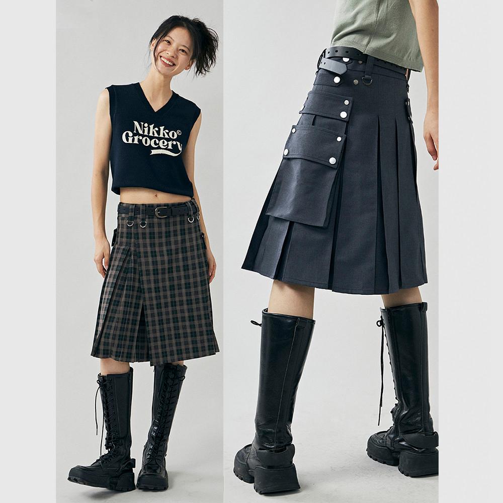 Nikko Grocery 핀턱스커트 카고스커트