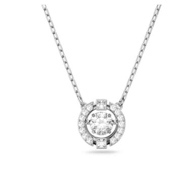 Swarovski Sparkling Dance 네크리스, 라운드 컷, 화이트, 로듐 플래팅