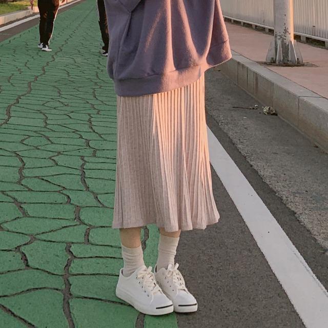 [당일발송/3만장판매/몸매커버/슬림해보여] 골지 플레어 베이직 롱 스커트 (베이지, 그레이, 블랙 3 color)