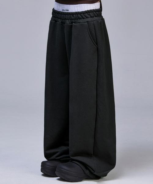 복서 레이어드 새깅 스웨트 팬츠[차콜]