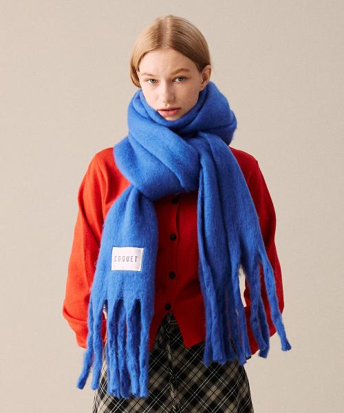 HAIRY SOLID LONG MUFFLER COBALT BLUE