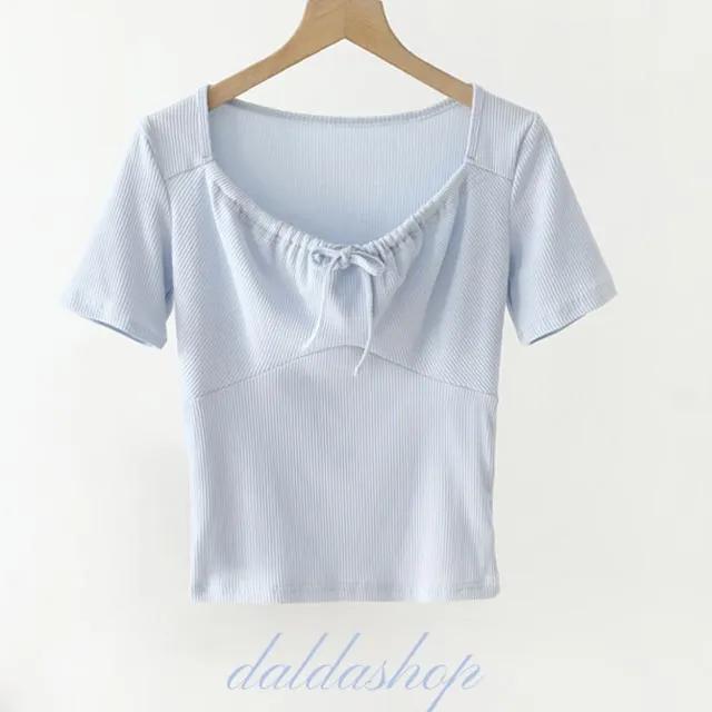 [인기/발레코어룩] 리본 골지 반팔 (2color)