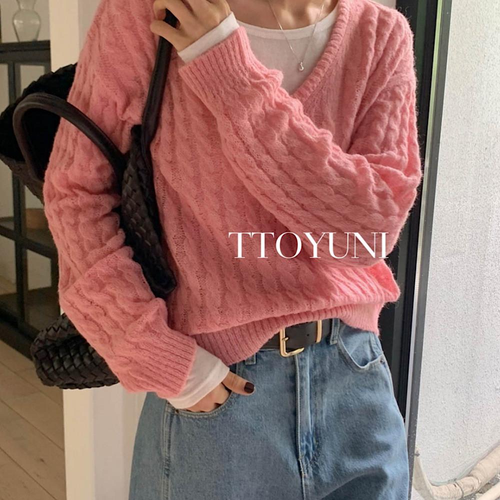 (네이비,그레이당일) 아잉 areing 소프 니트 꽈배기 모헤어 가을 간절기 떠유니