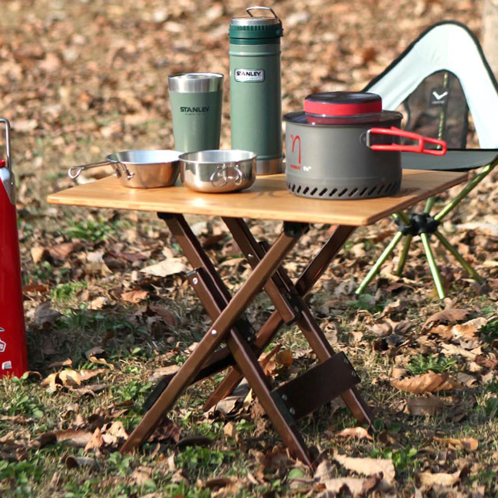 콜맨st 뱀부 원액션 사이드 캠핑테이블 전용가방포함