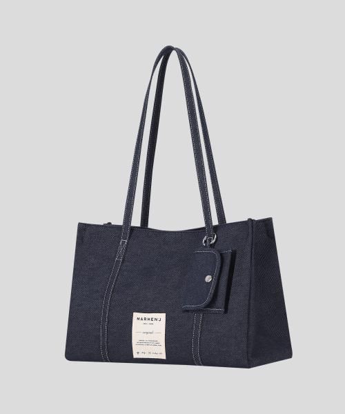 라비 데님 숄더 캔버스백