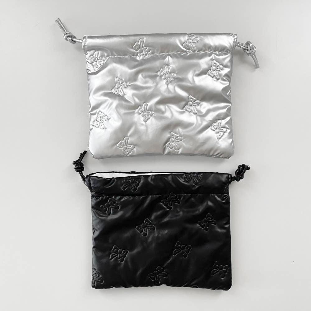 리프레더 패딩 리본 복조리 파우치 (2color) 화장품파우치 다용도파우치 미니파우치