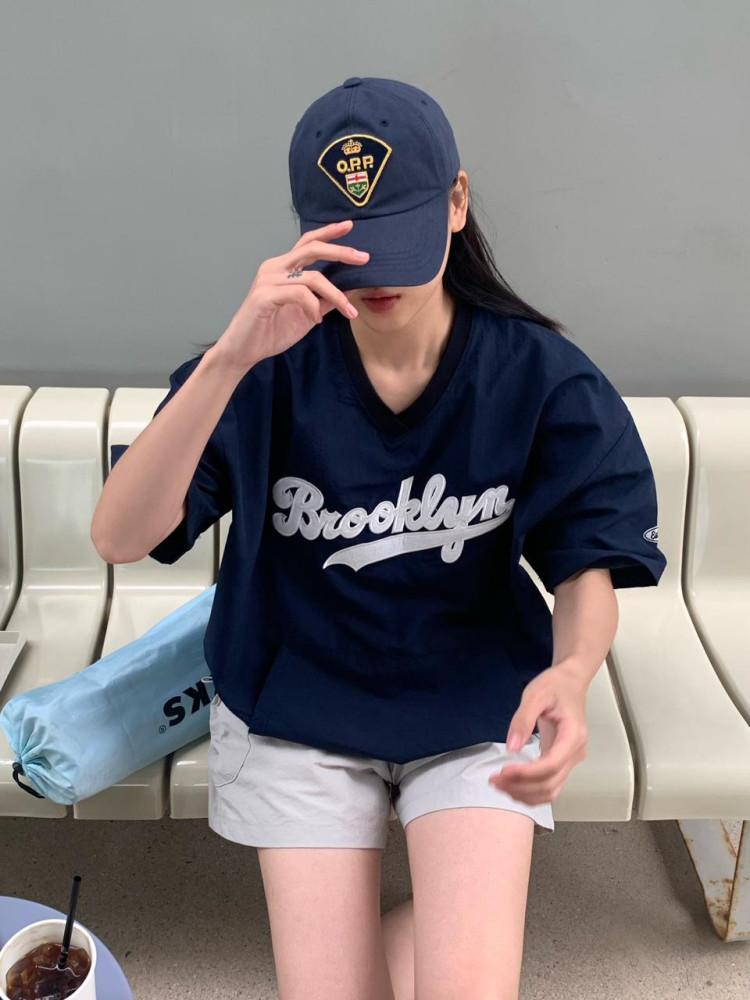 브루클린 나일론 여름 반팔 맨투맨 /2color