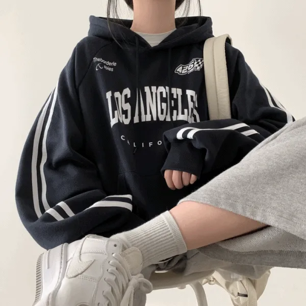 [기모/캐주얼] 로스 져지 루즈핏 두줄 후드티 [5color]