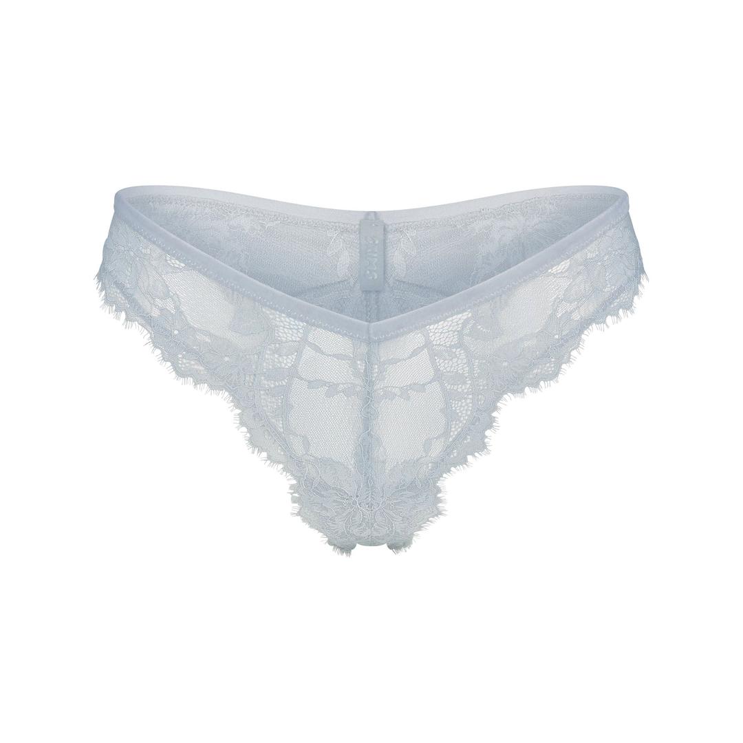 VELVET LACE DIPPED THONG | PLATINUM