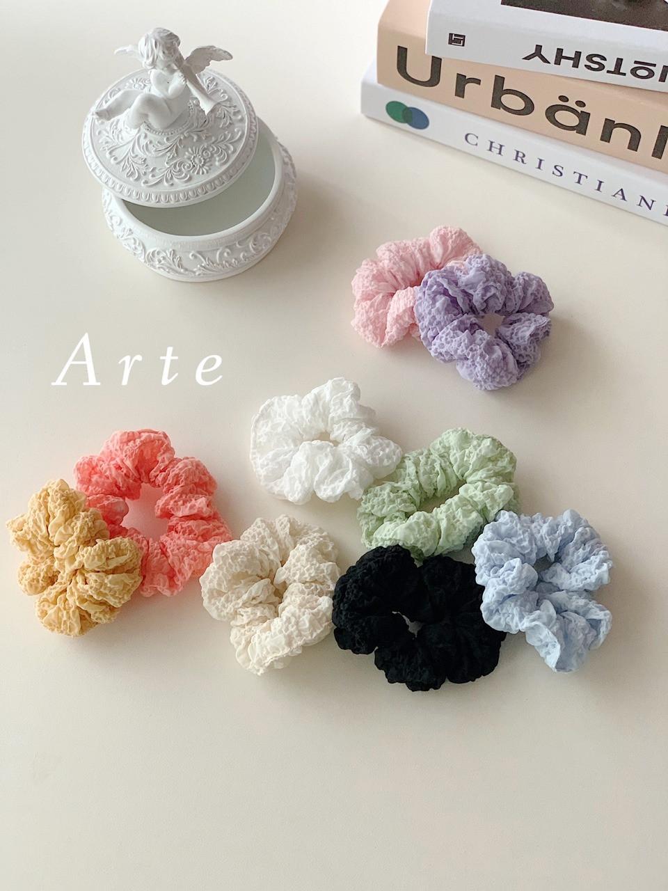 프릴 파스텔 미니 헤어슈슈 곱창 밴드 반묶음 포니테일 머리끈 스크런치 9color