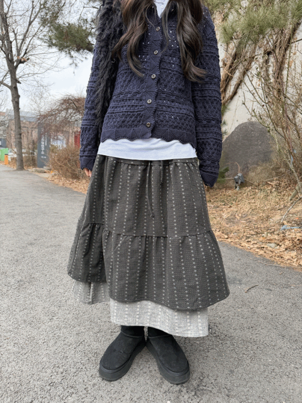 신시 더블 레이어드 히피 캉캉 롱스커트