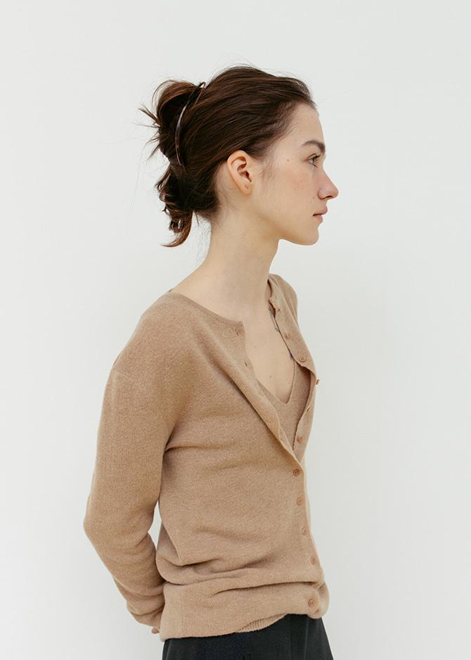 ANNE SLEEVELESS KNIT TOP [CAMEL,GRAY]