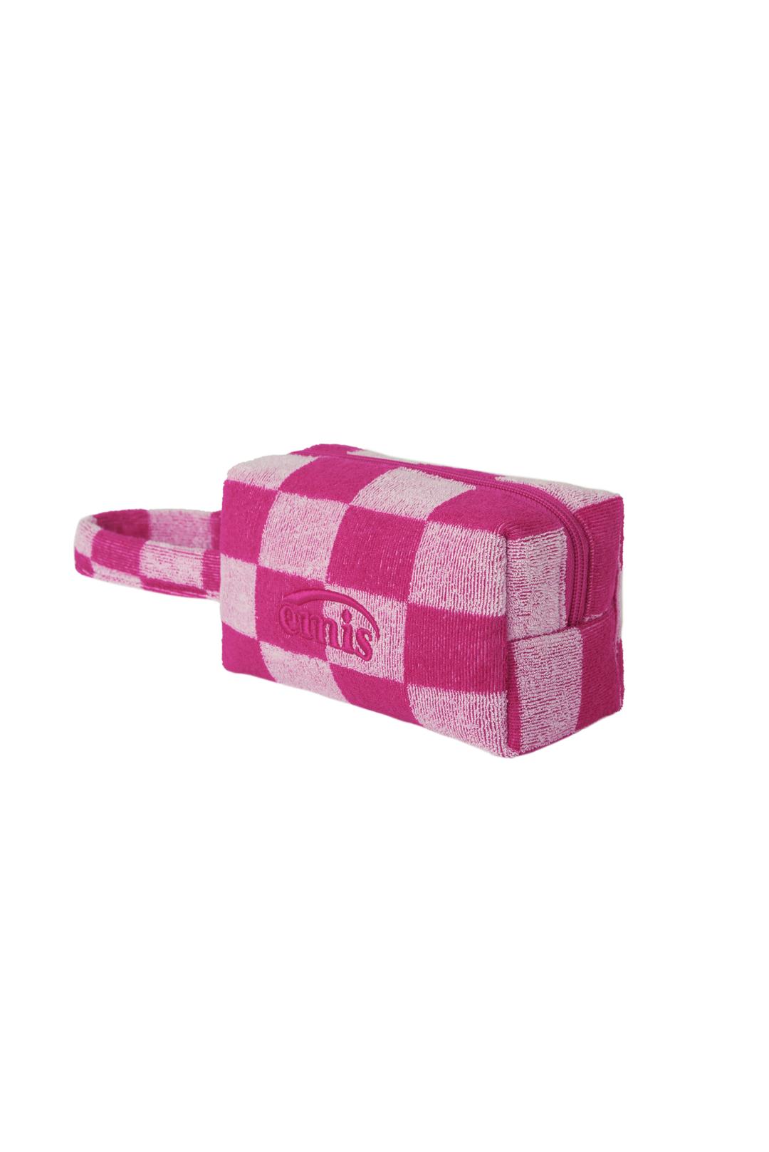 TERRY CHECK POUCH-PINK