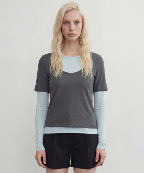 노머(NORMOR) 오버레이 티셔츠 블루 - 사이즈 & 후기 | 무신사