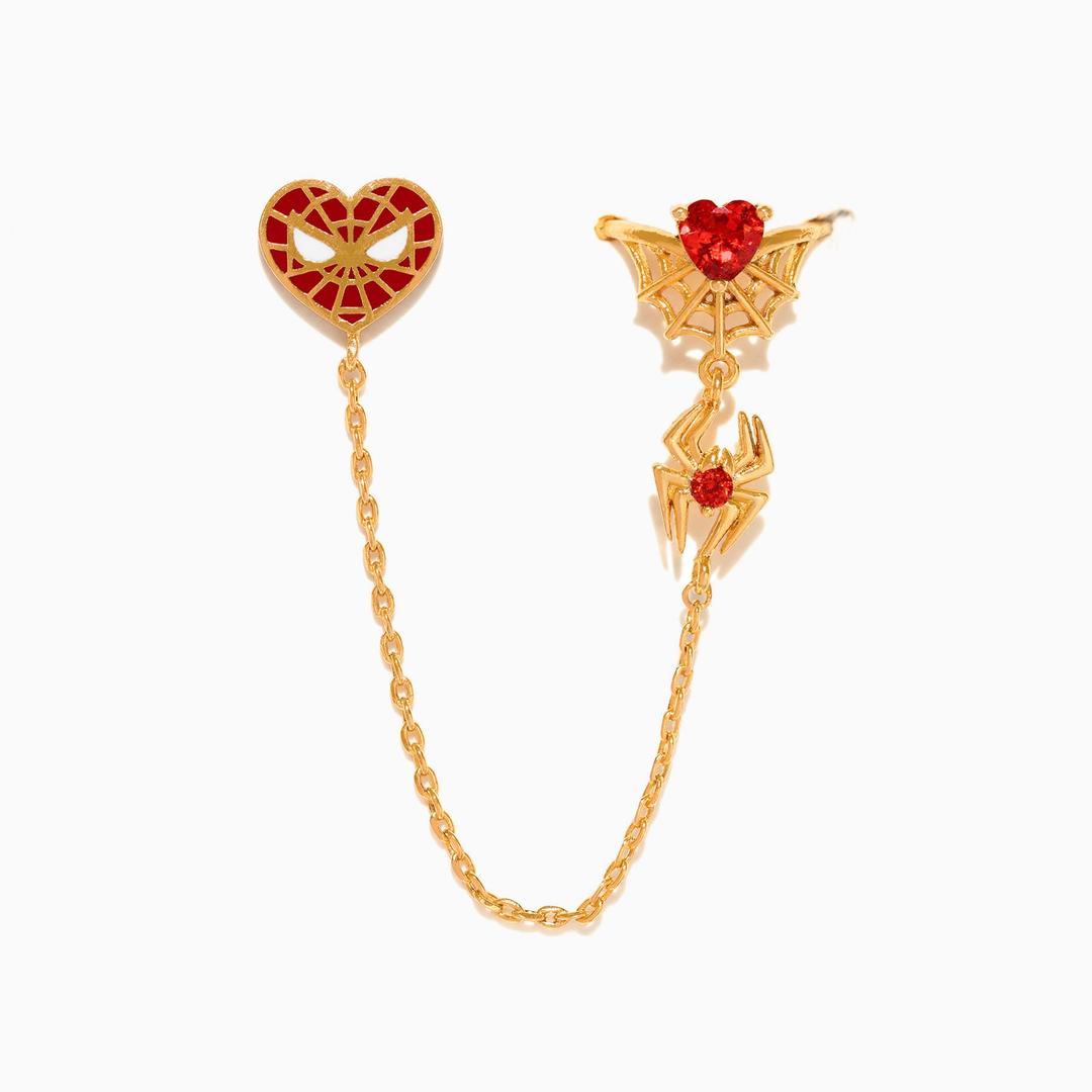 Marvel's Spider-Man Web of Love Ear Cuff + Stud - Gold