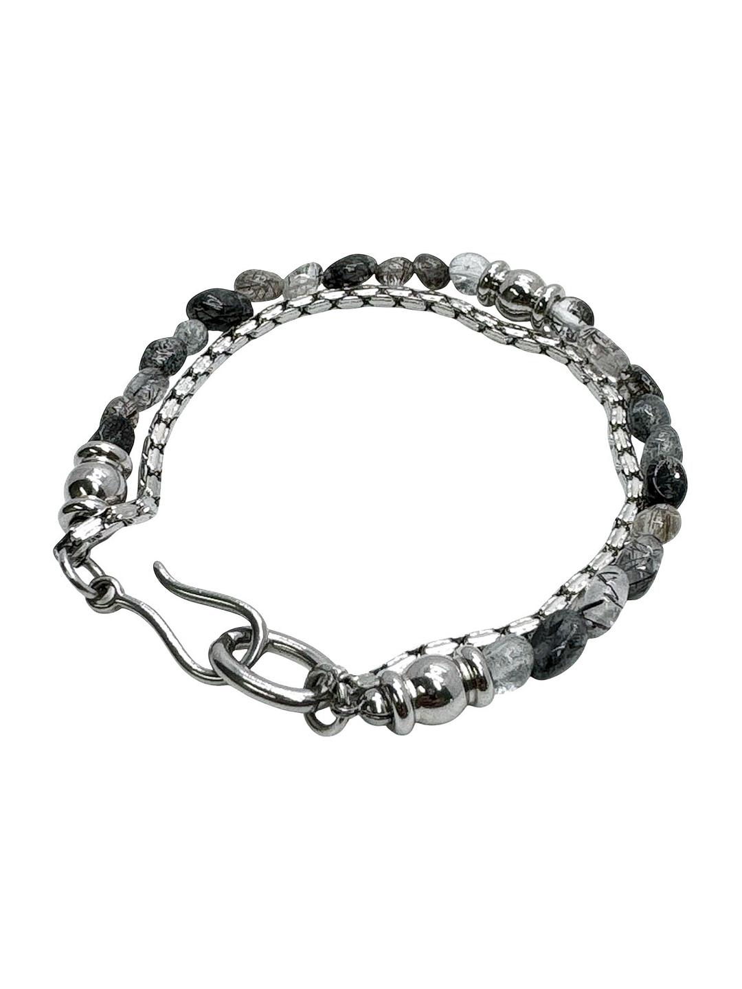 Black stone hook chain bracelet