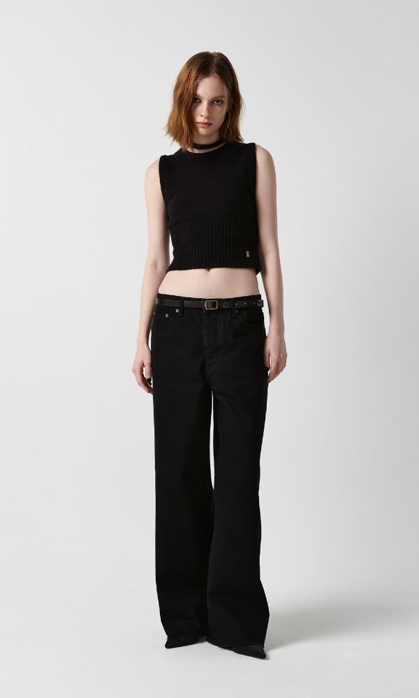 LOW WAIST WIDE JEAN IN BLACK COTTON