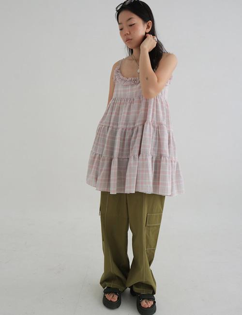 더리틀빅맨 Ruffle check dress (2colors)