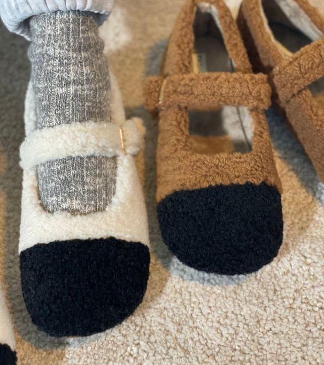 [당일출고] 귀엽고 깜찍한 뽀글 양털 투톤 메리제인 플랫 세르다