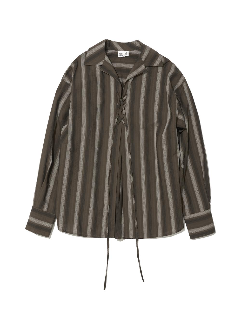 [WOMEN] LACE-UP OVER SHIRT_BROWN