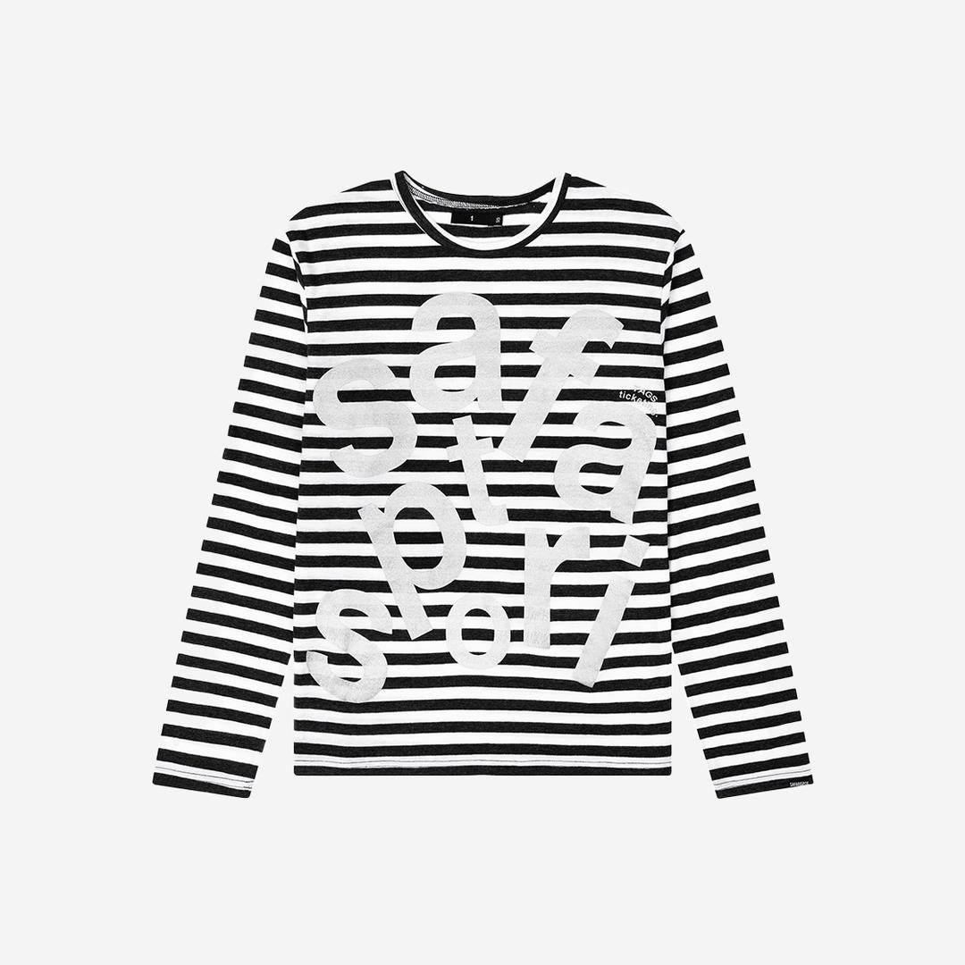 [KREAM 단독] Safarispot Ticketing Stripe Border Tee Grey White