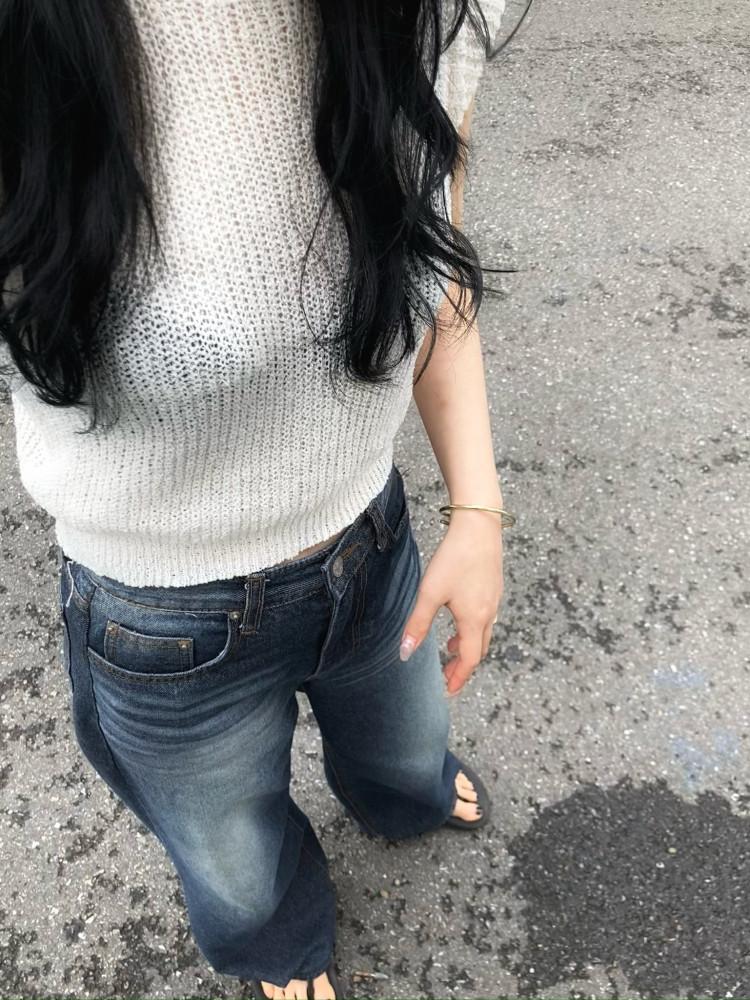 washing brush wide jeans (워싱 브러쉬 와이드 청바지)