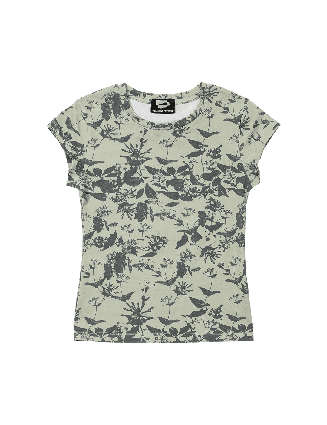 Garden Print Half Sleeve Leaf Green