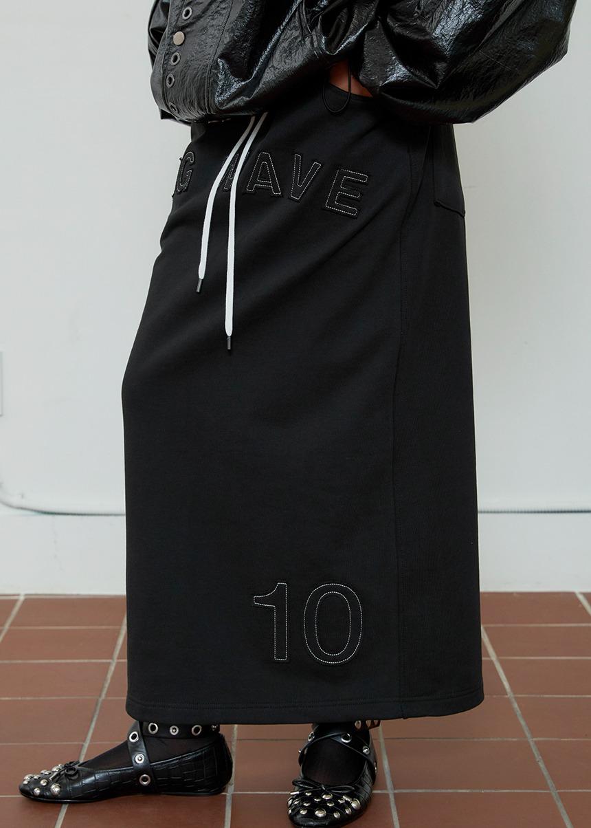 big waves long skirt (black)