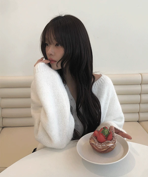 [소매패치🤎] 낸시 헨리넥 버튼 라운드 패치 울 니트 (5color)